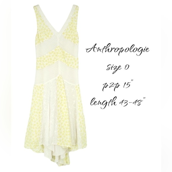 ANTHROPOLOGIE Leifnotes Southern Exposure Yellow/White Eyelet Dress 0 - Picture 1 of 5